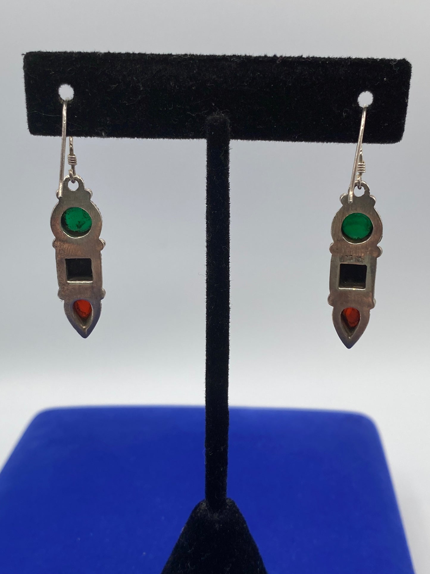 Sterling Silver Multi Gemstone Dangle Earrings
