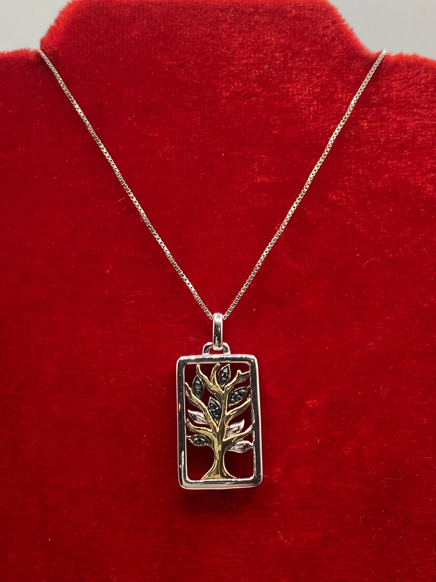 Sterling Silver & 14K Diamond Tree Pendant Necklace