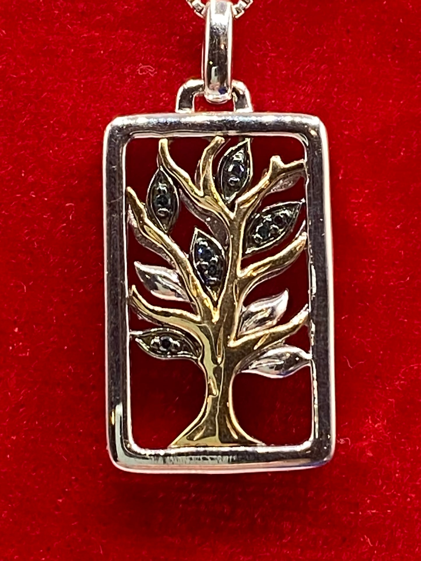 Sterling Silver & 14K Diamond Tree Pendant Necklace