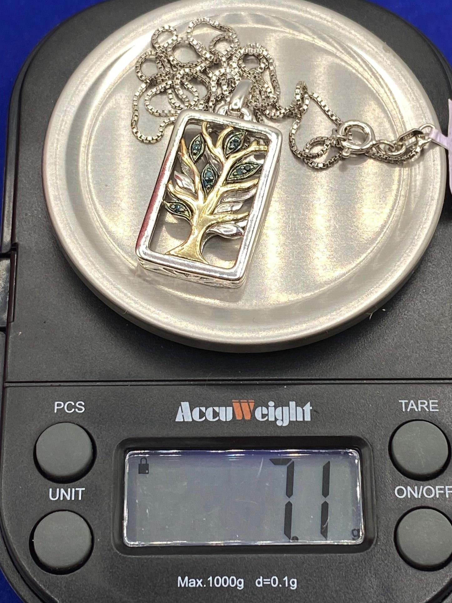 Sterling Silver & 14K Diamond Tree Pendant Necklace