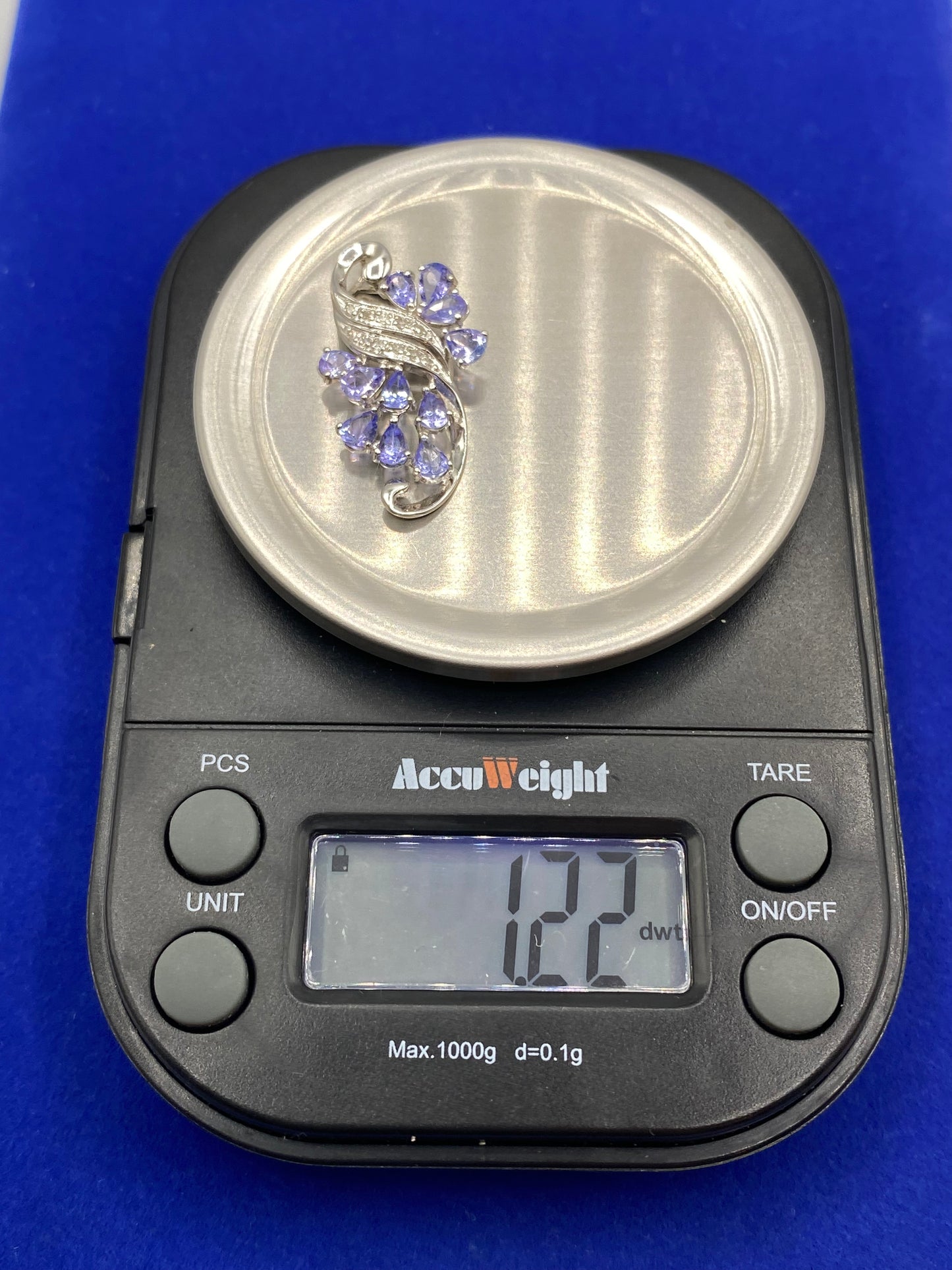 10K White Gold Tanzanite & Diamond Pendant