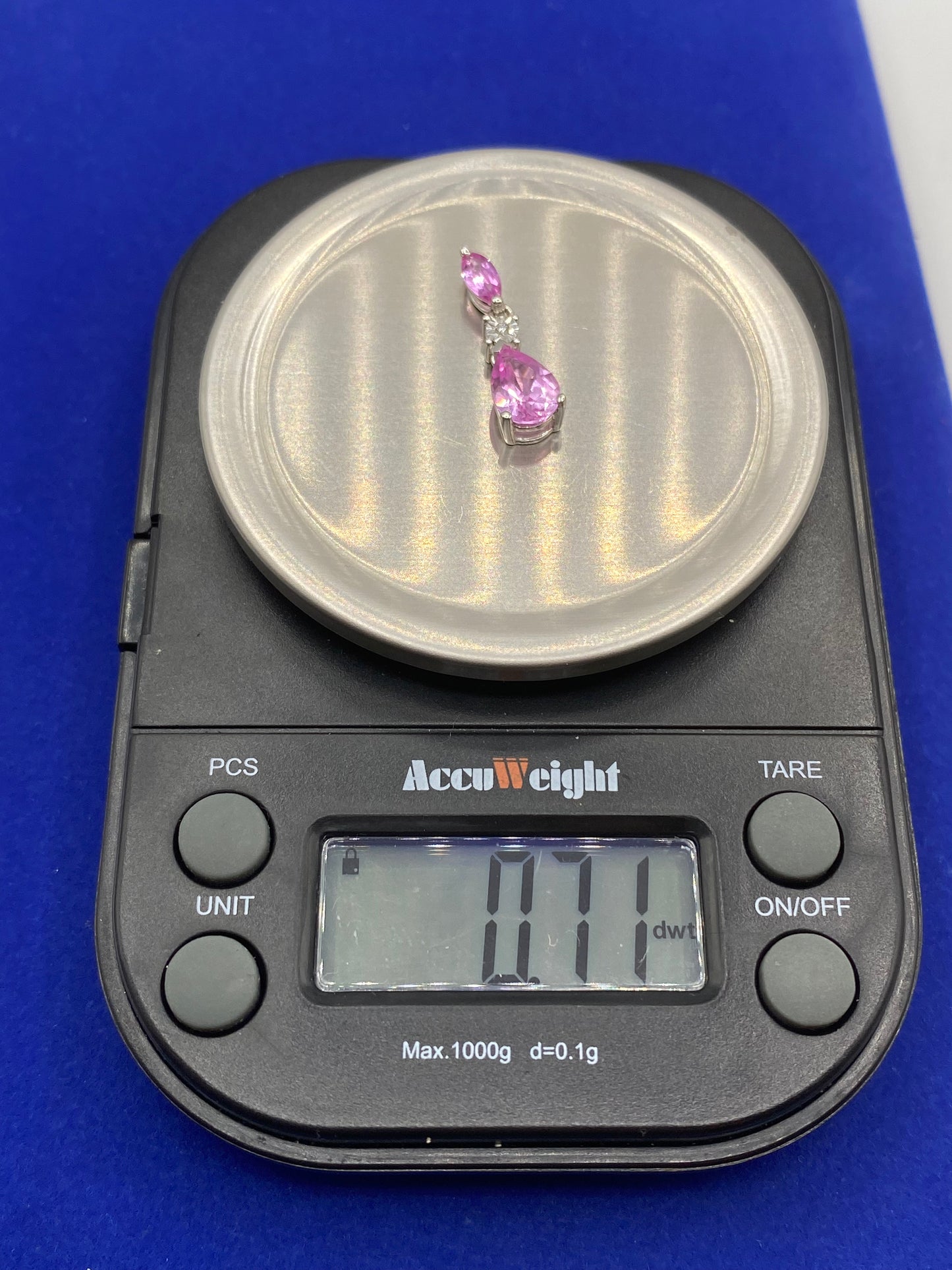 10K White Gold Pink Sapphire & Diamond Pendant