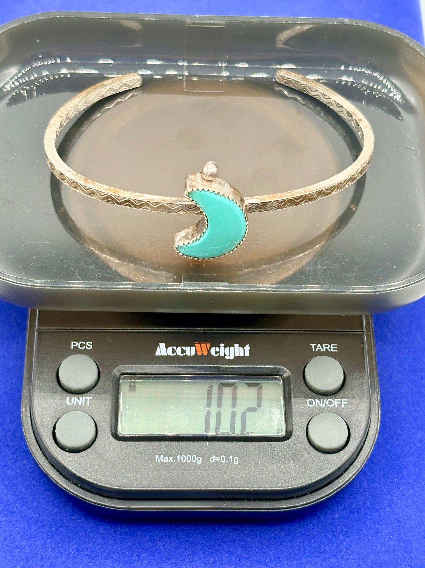 Sterling Silver Turquoise Crescent Moon Cuff Bracelet
