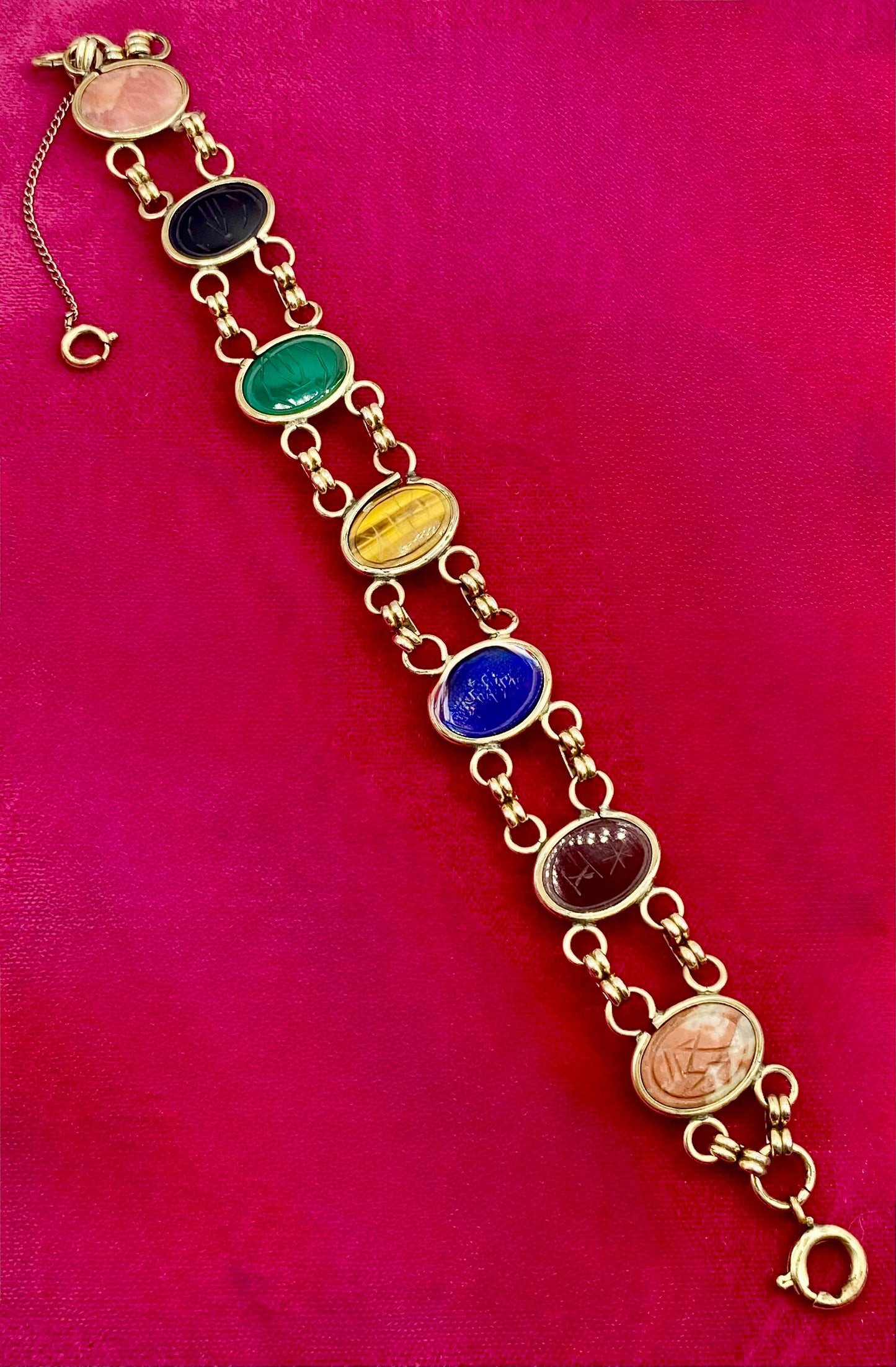 Vintage Gold Filled Stone Scarab Bracelet