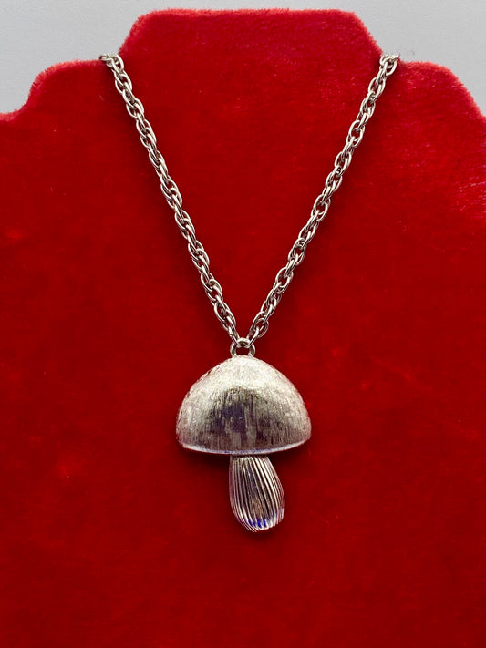 Vintage Napier Silver Tone Mushroom Necklace