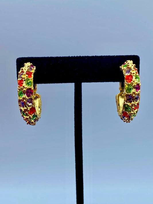 Graziano Gold Tone Rhinestone Clip Ons