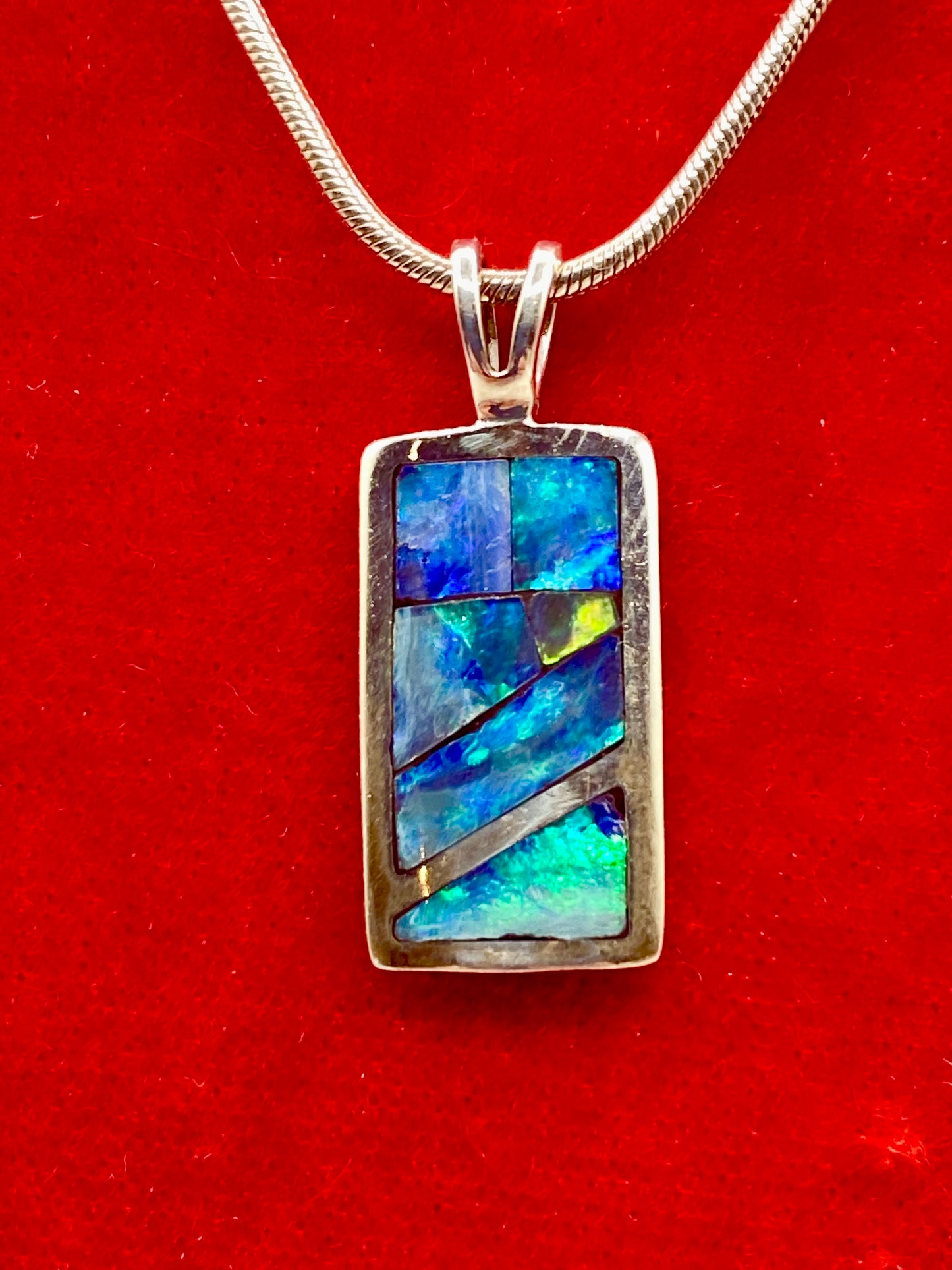 Sterling Silver DTR Jay King Opal Inlay Necklace