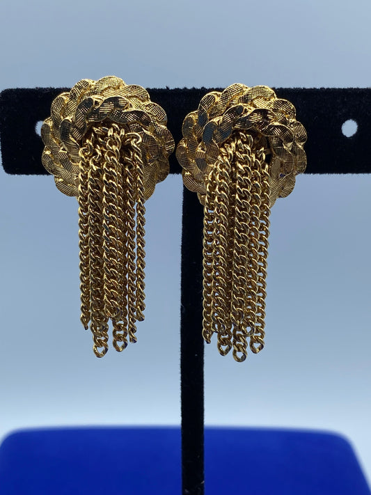 Monet Tassel Gold Tone Clip Ons