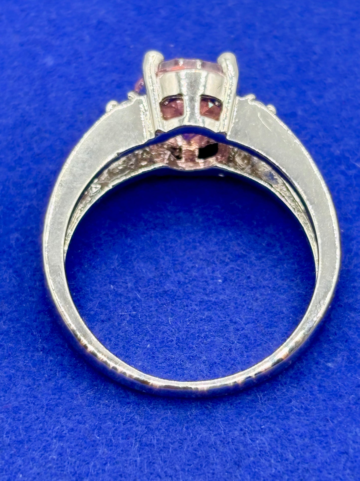 Pink & Clear Glass Silver Tone Costume Ring