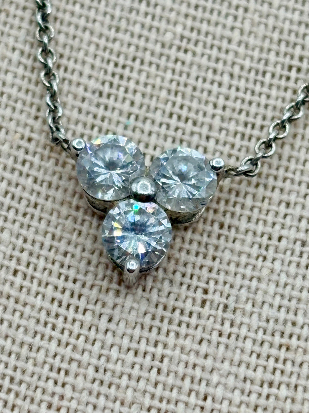 Sterling Silver Triple CZ Necklace