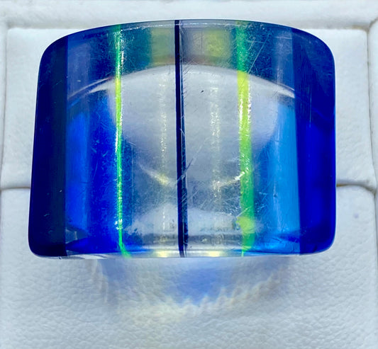 Vintage Blue & Green Lucite Statement Ring