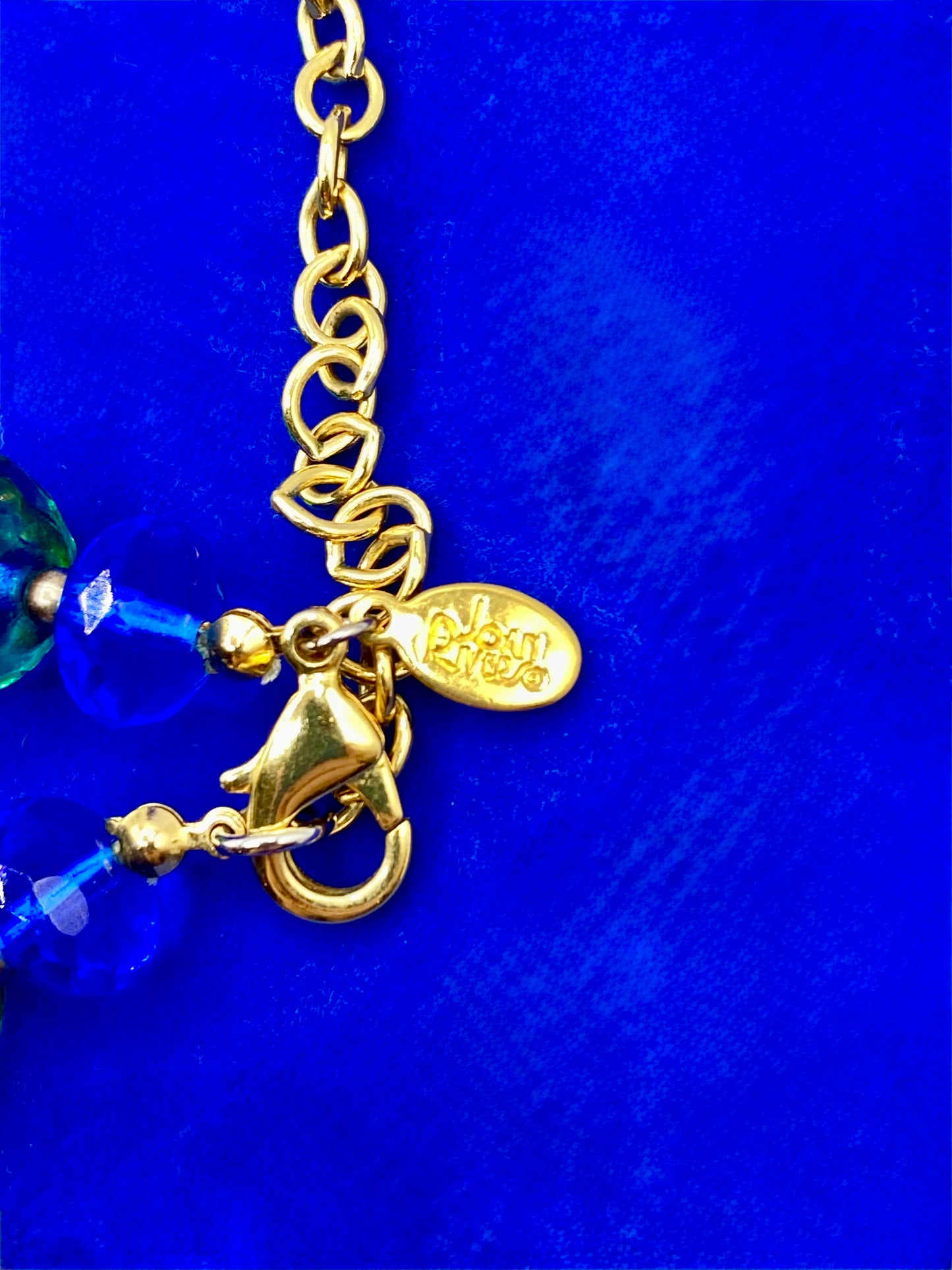 Joan Rivers Czechoslovakian Green & Blue Glass Necklace
