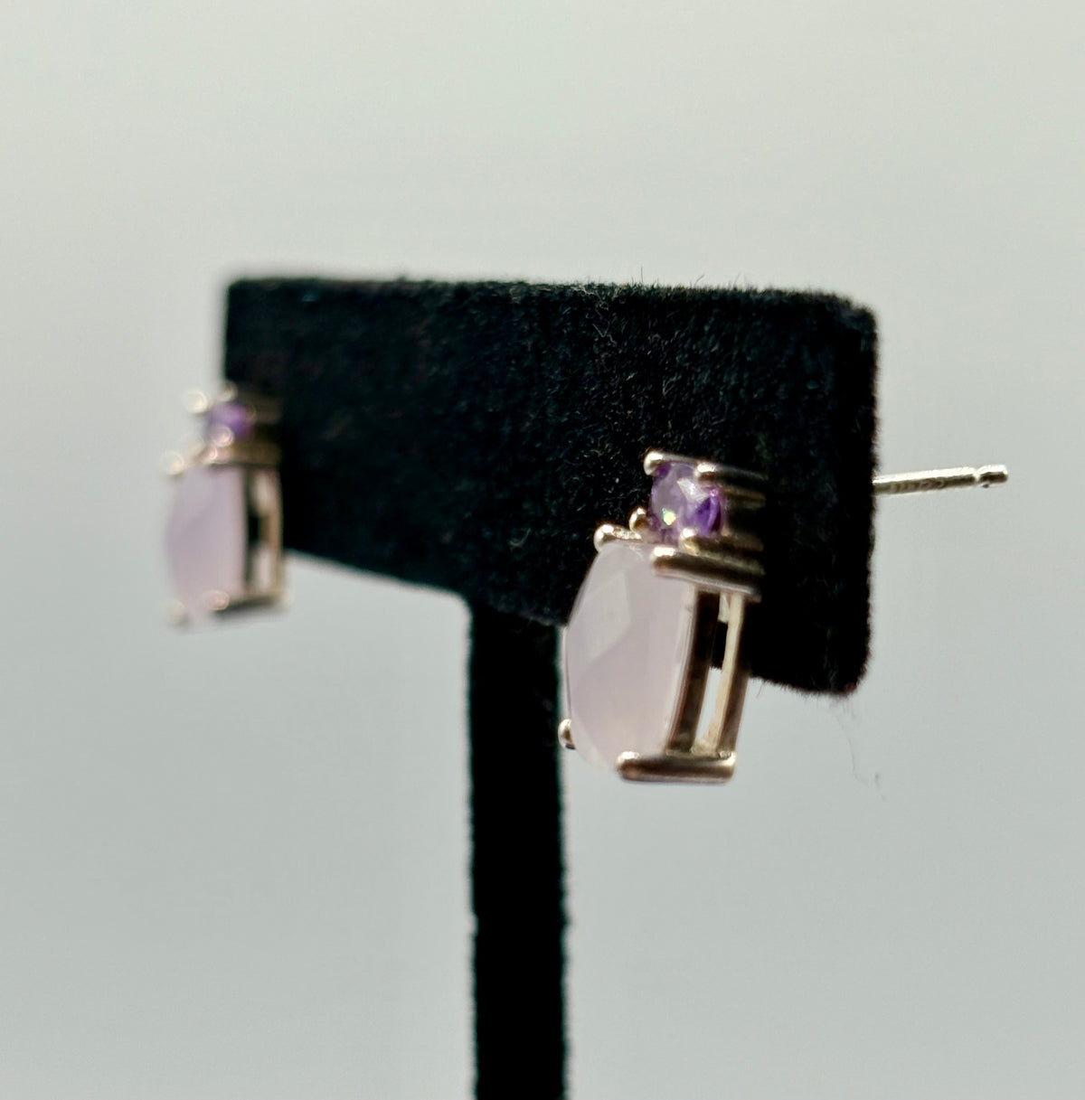 Avon Sterling Silver Faceted Purple Amethyst Earrings