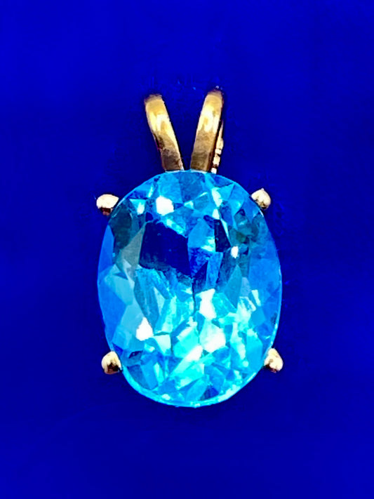 14K Gold Dainty Topaz Pendant