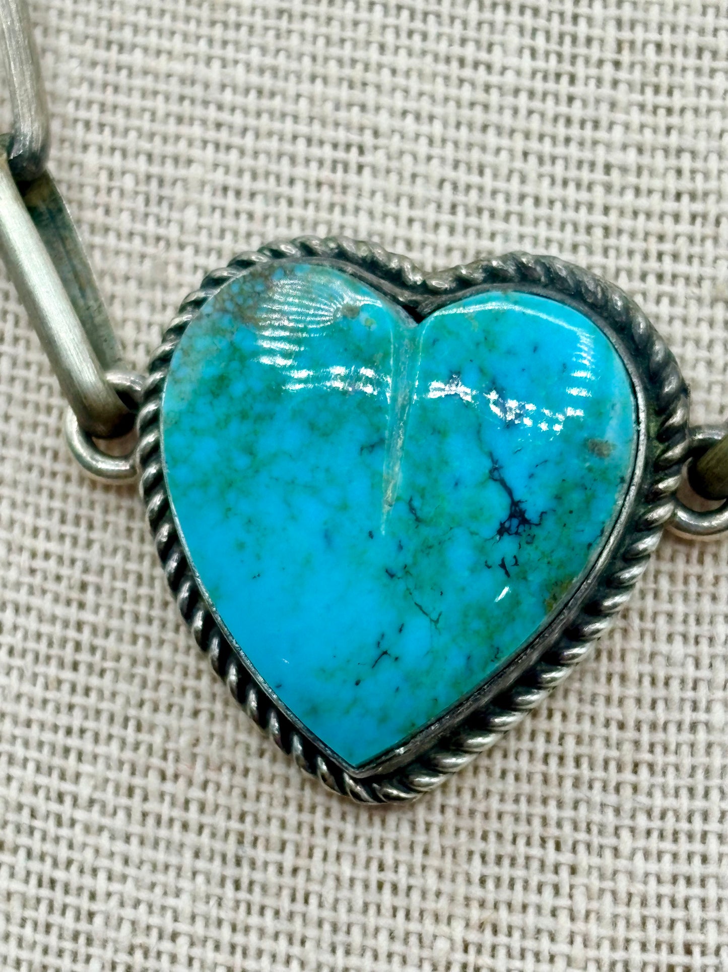 Sterling Silver Native Leigha Cleveland Turquoise Heart Necklace