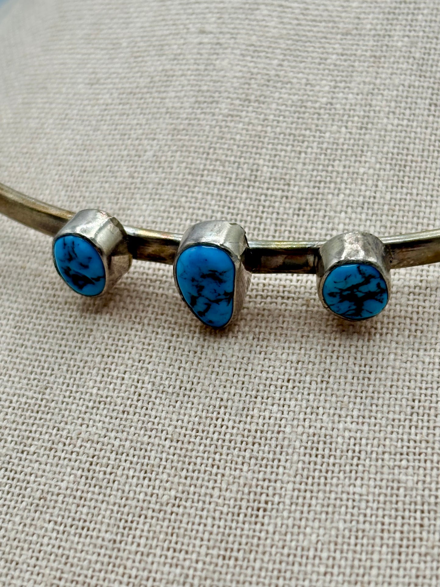 Sterling Silver Native Turquoise Omega Style Choker Necklace