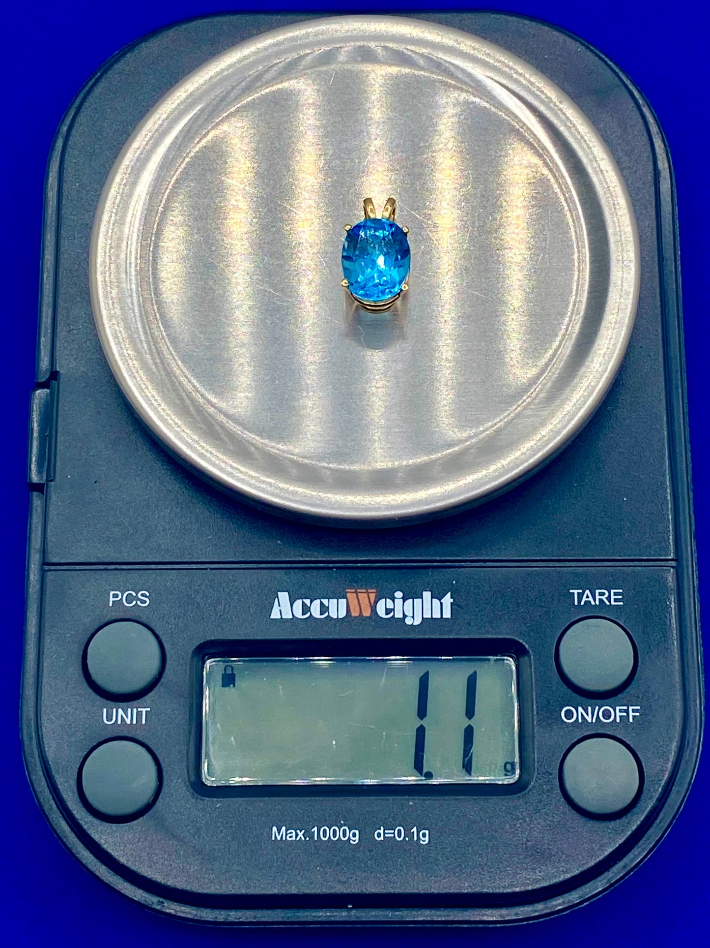 14K Gold Dainty Topaz Pendant