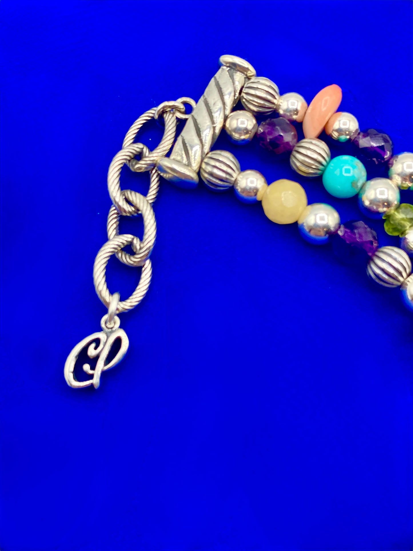 Sterling Silver Multi Gemstone Carolyn Pollack Relios Multi Strand Bracelet