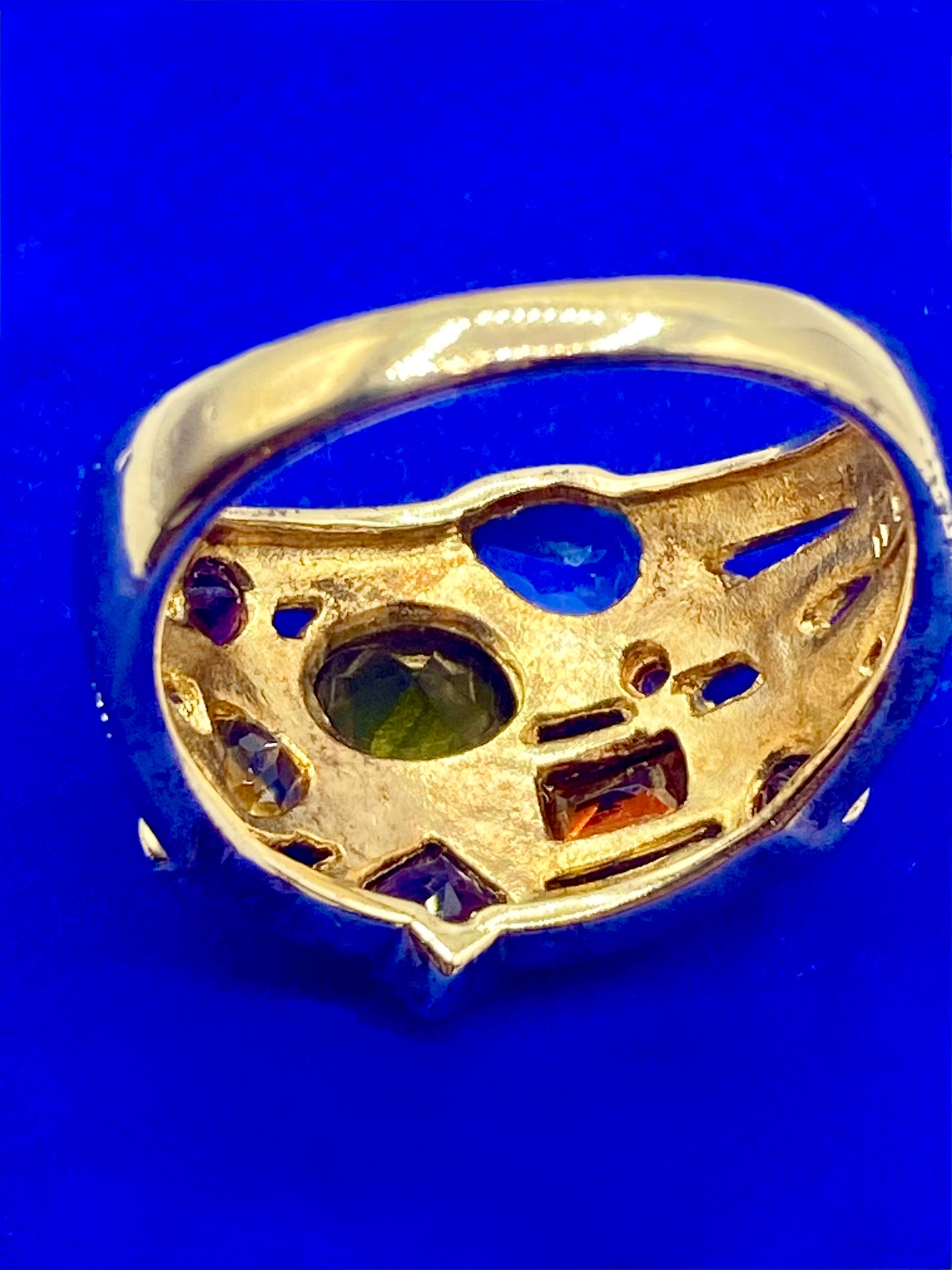 Sterling Silver Vermeil Precious Stone Cluster Ring