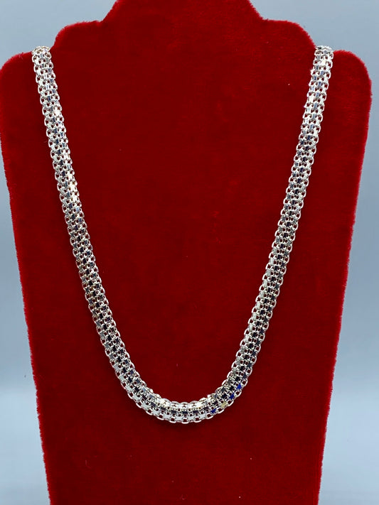 Sterling Silver Milor Italy Flat Braided Chain Necklace