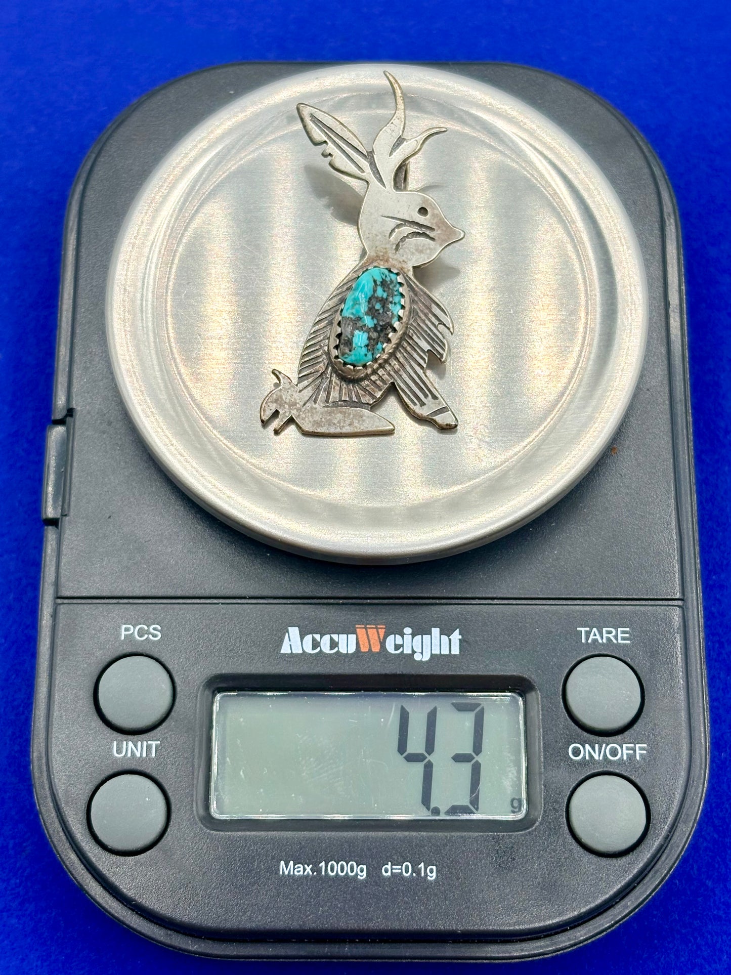 Sterling Silver Southwestern Turquoise Jackalope Pendant