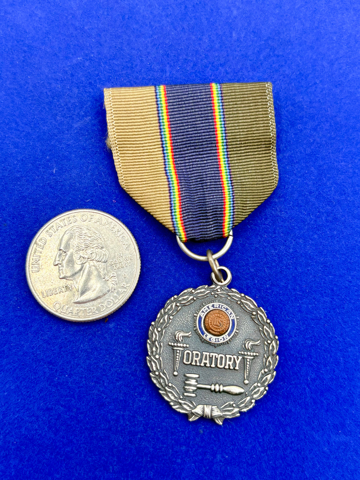 Vintage Sterling Silver American Legion Oratory Medal Pin
