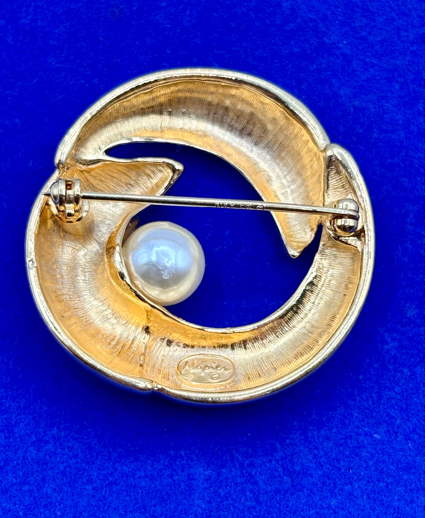 Vintage Gold Tone & Faux Pearl Napier Brooch