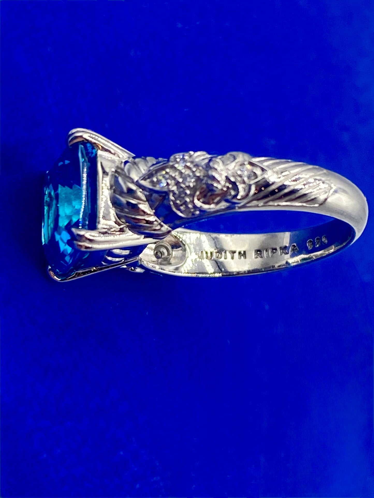 Sterling Silver Judith Ripka Blue Topaz & CZ Ring