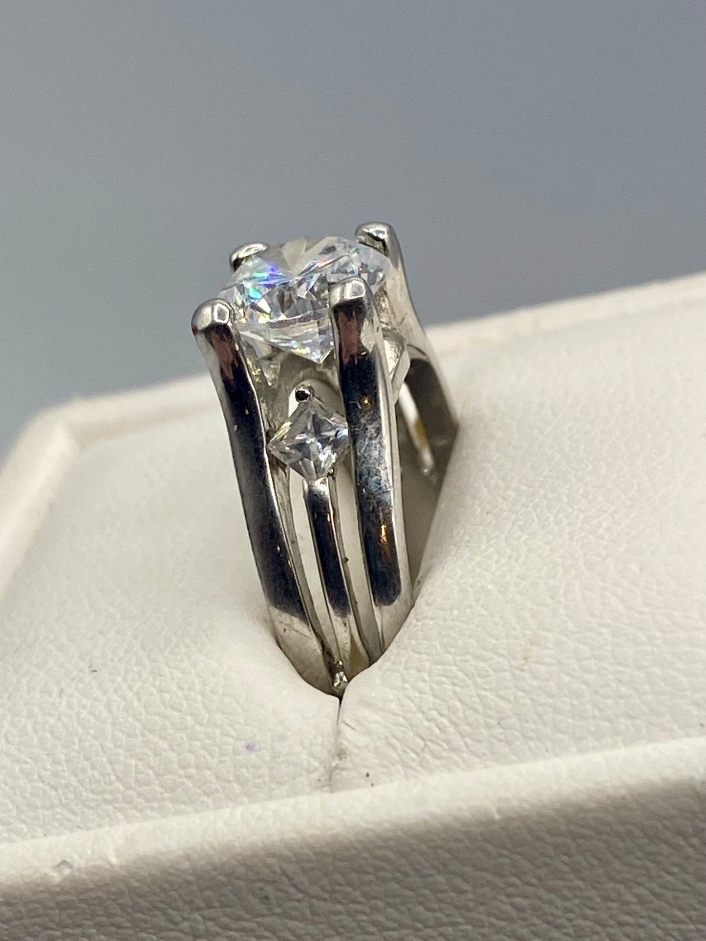 CZ Silver Tone Ring