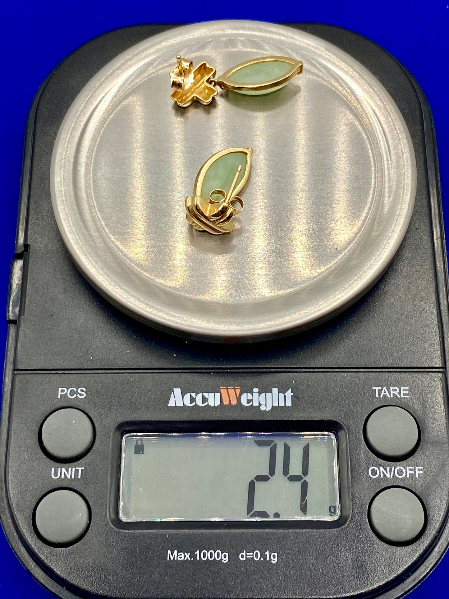 14K Gold Jade Earrings