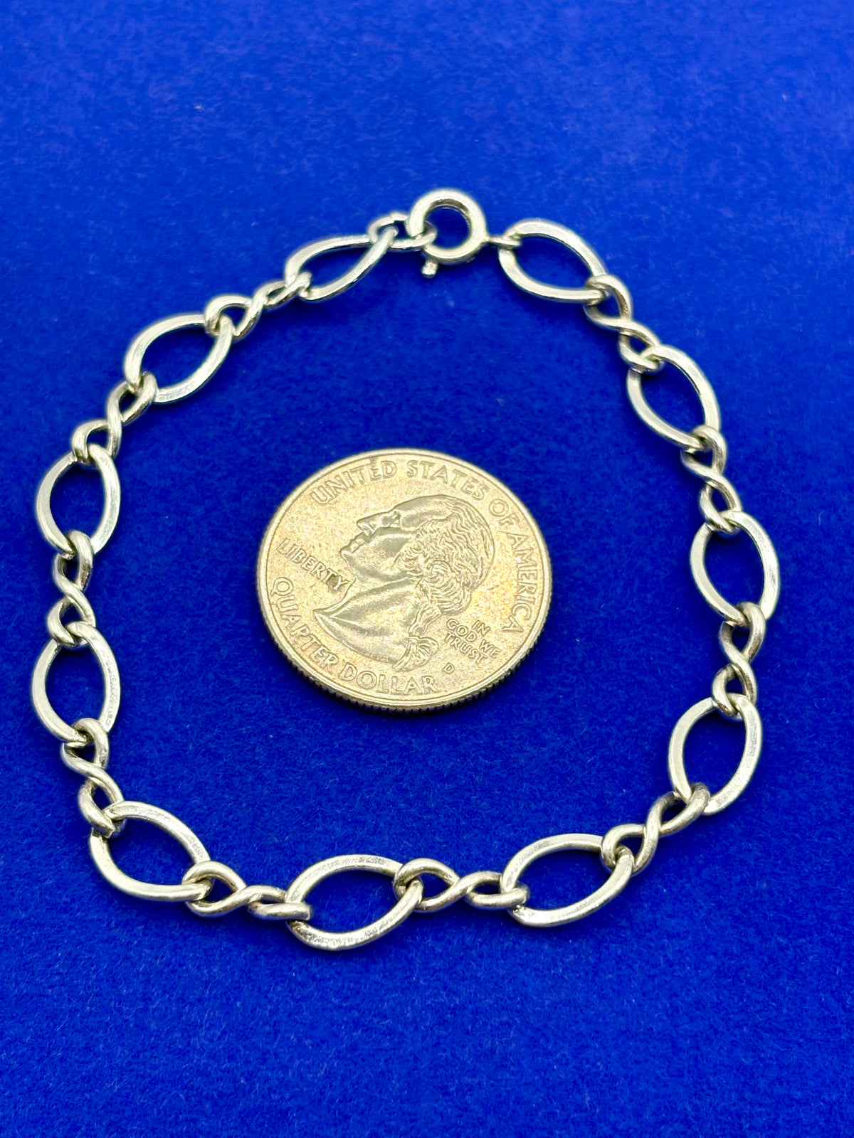 Sterling Silver Oval Figure Eight Starter Charm Bracelet