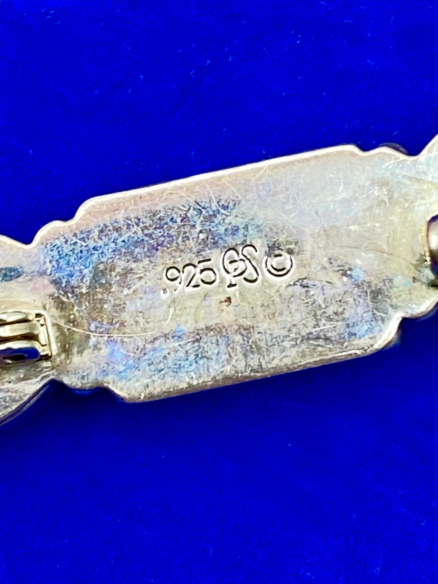 Vintage O-P Silver Manufacture Sterling Silver Turquoise Bar Brooch