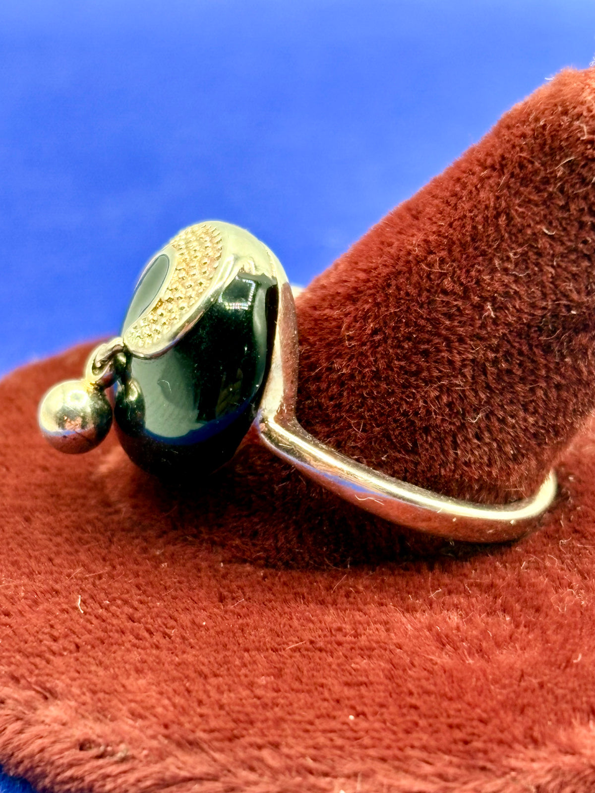 Sterling Silver Black Enamel Round  Ring