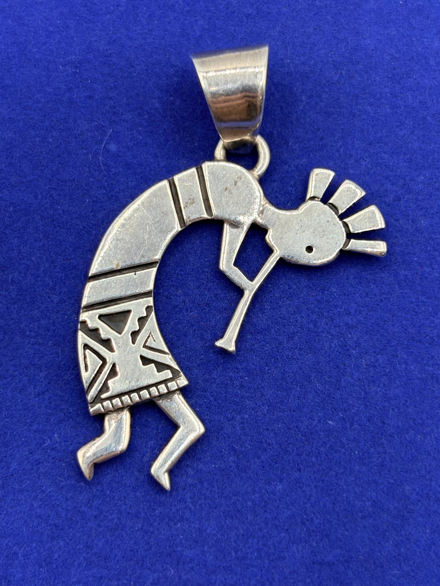 Sterling Silver Touch of Santa Fe Calvin Begay Native Kokopelli Pendant