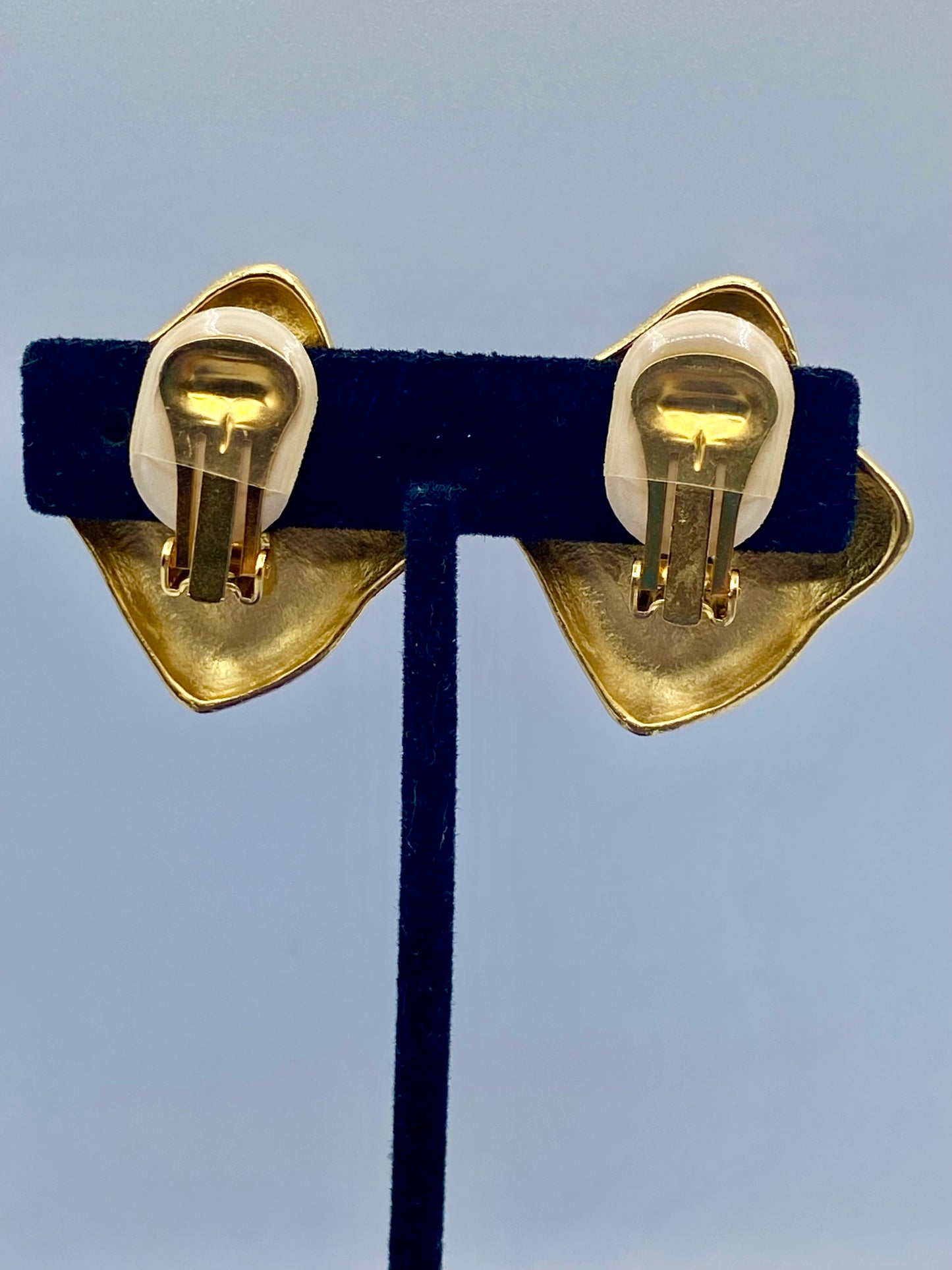 Gold Tone Statement Square Clip Ons