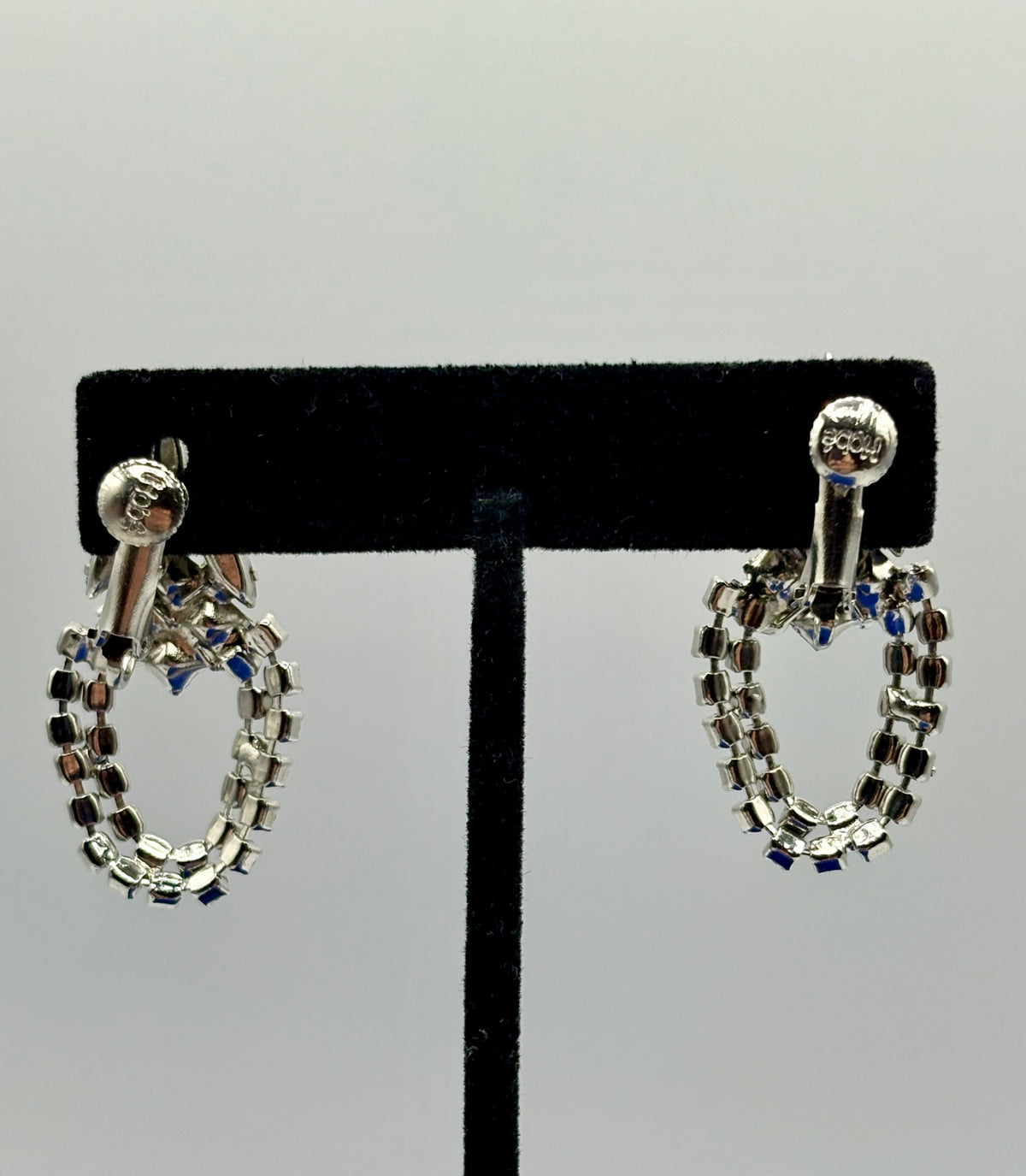Vintage Hobé Green & Clear Rhinestone Screw Back Earrings