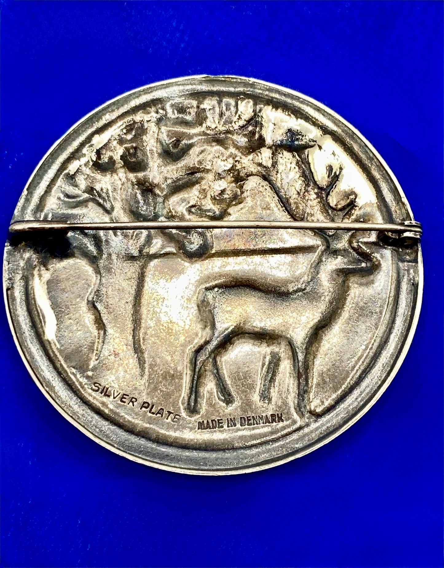Vintage Silver Plate Denmark Whitetail Deer Brooch