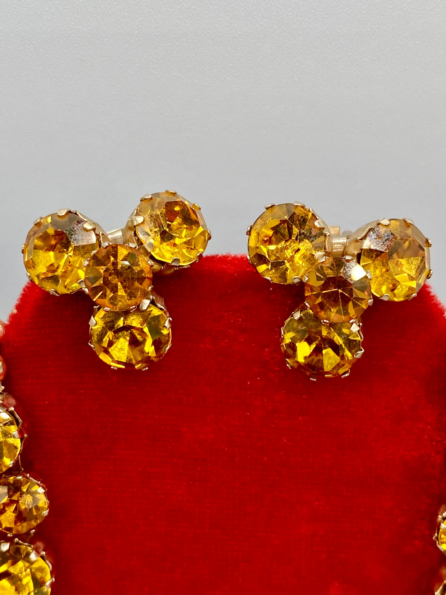 Vintage Kramer Orange Rhinestone Jewelry Set