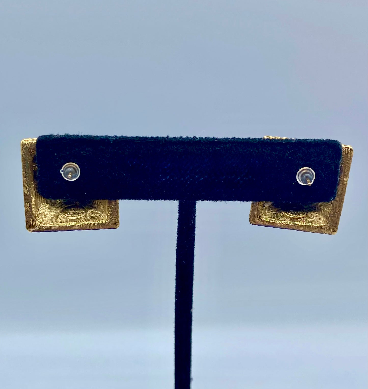 Vintage Givenchy Gold Tone Rope Square Earrings