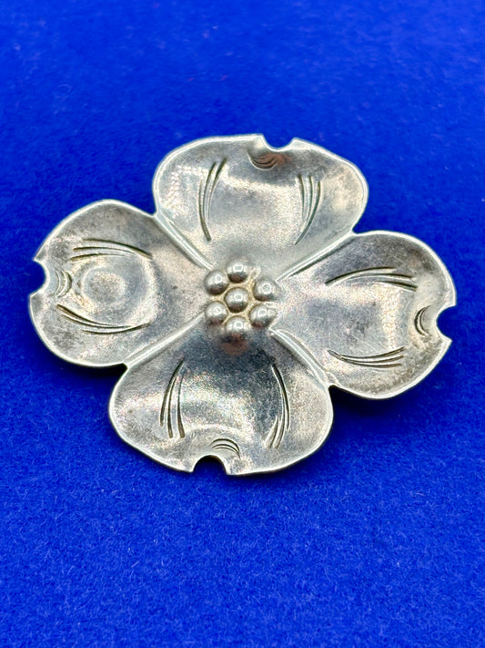 Sterling Silver Stuart NYE Dogwood Floral Brooch