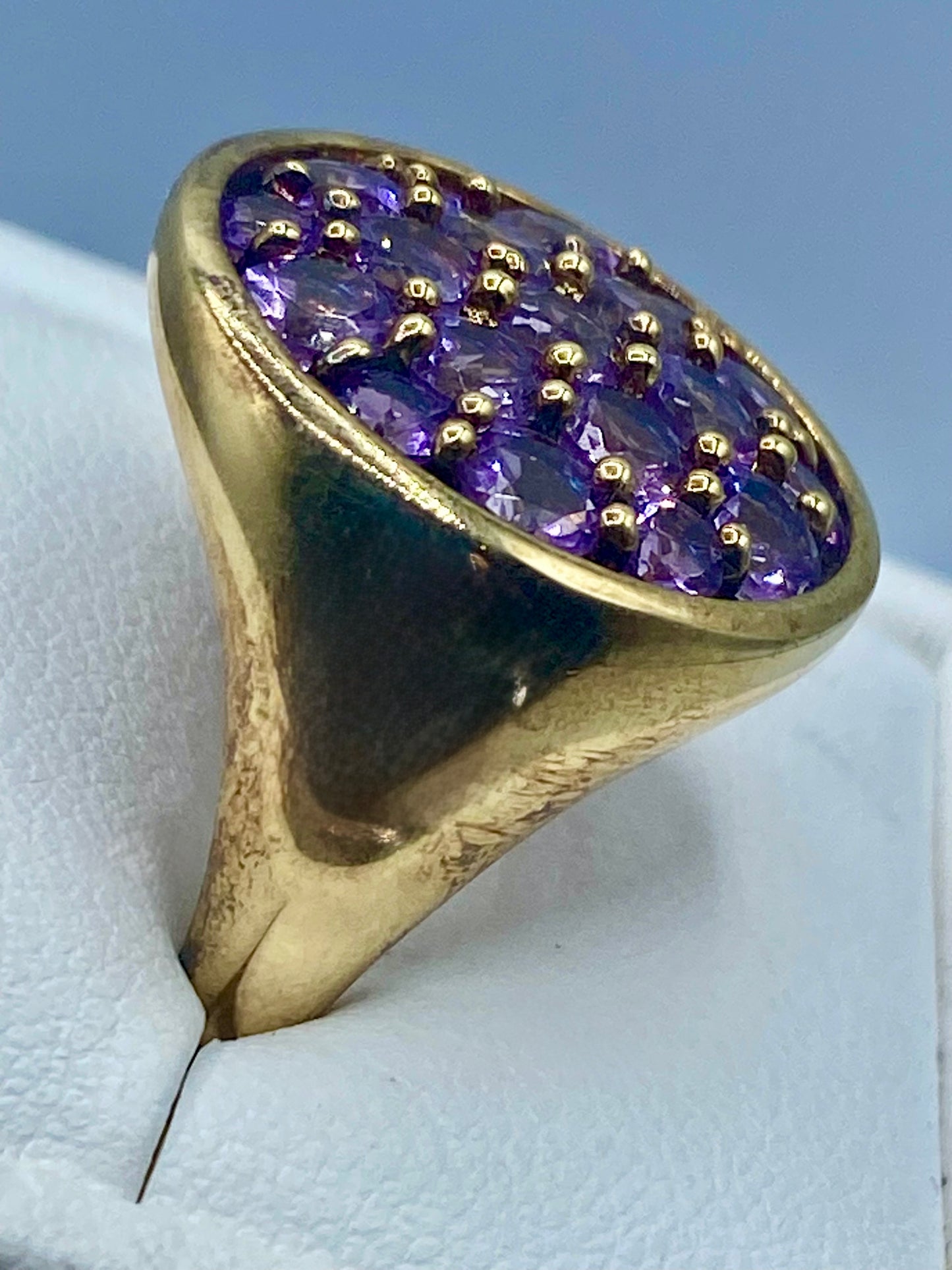 Sterling Silver Vermeil Round Amethyst Ring