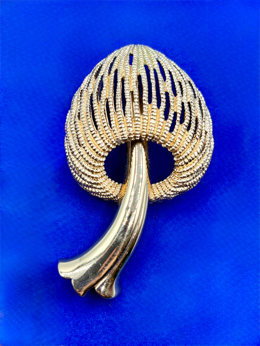Vintage Gold Tone Monet Mushroom Brooch