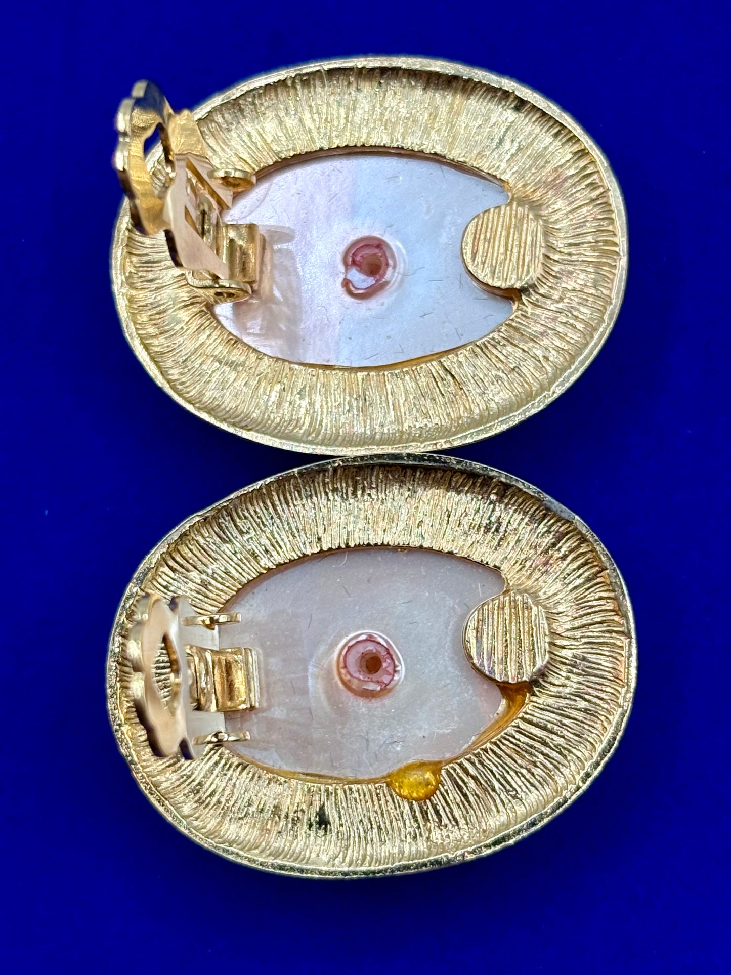 Vintage Gold Tone & Faux Pearl Les Bernard Clip Ons