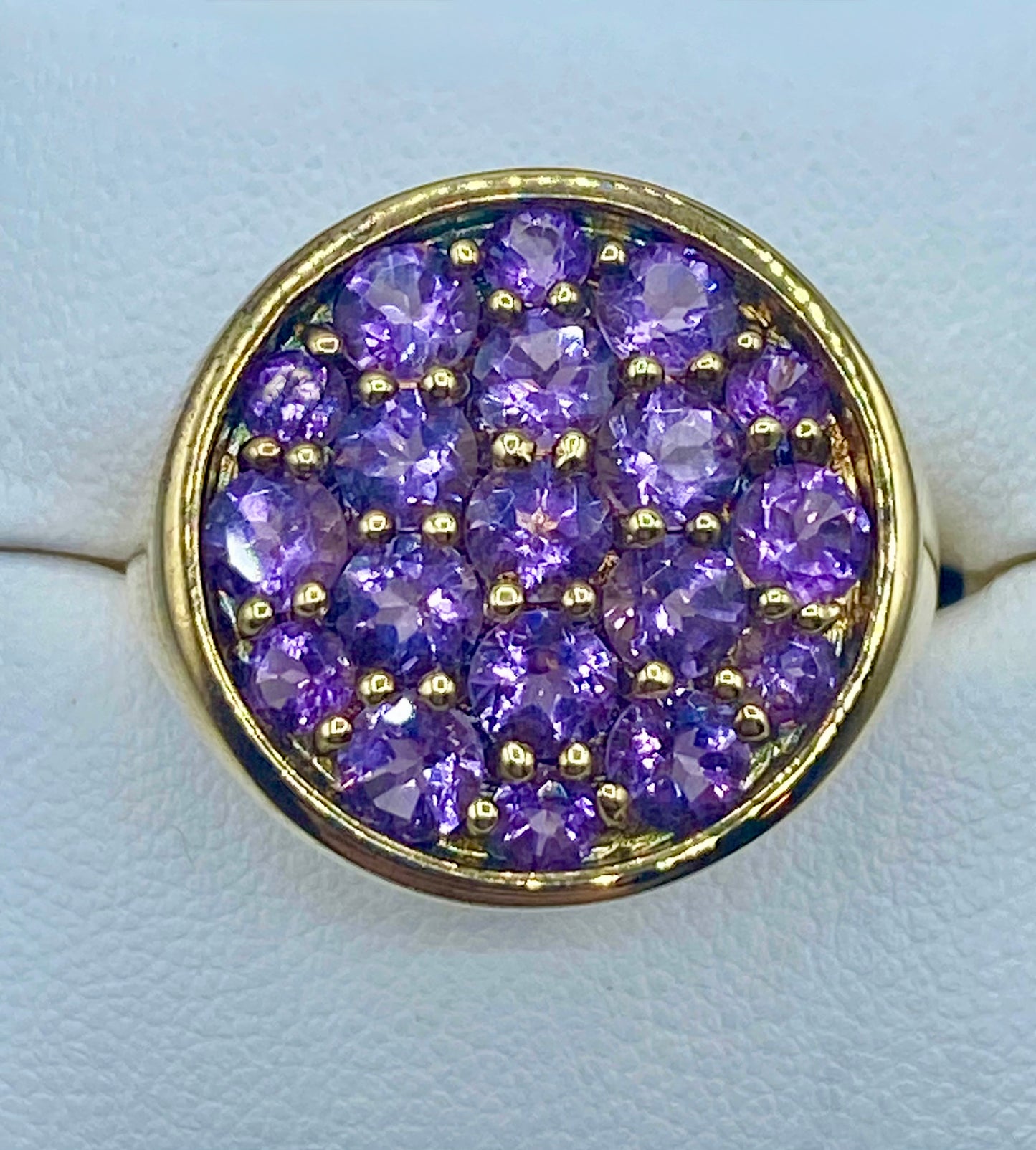 Sterling Silver Vermeil Round Amethyst Ring