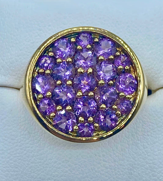 Sterling Silver Vermeil Round Amethyst Ring