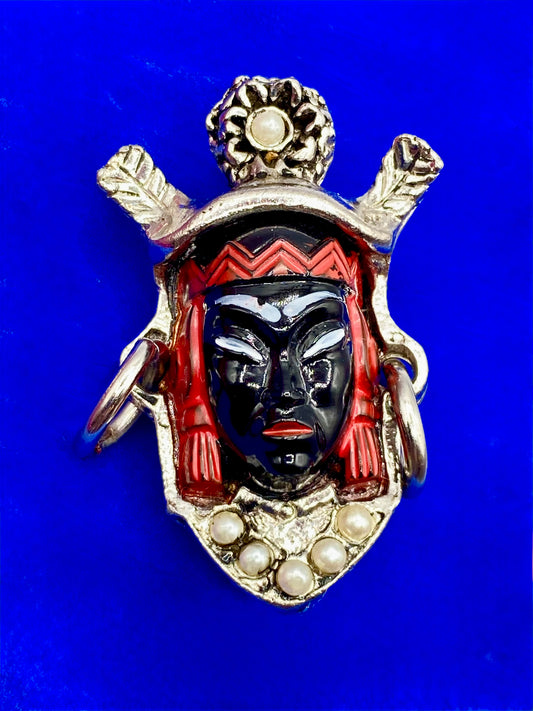 Vintage Selro Asian Princess Silver Tone Brooch