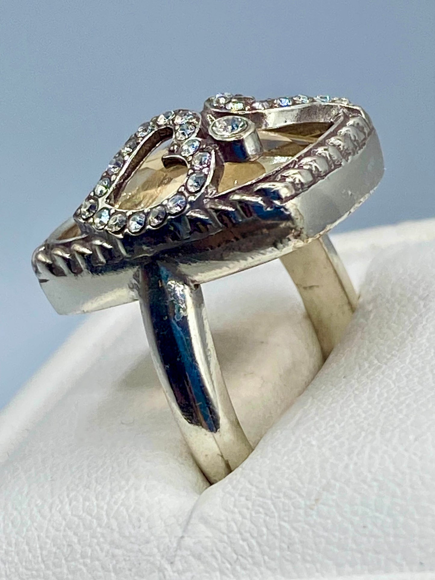 Brighton “Tender Hearts” Silver Tone & Crystal Ring