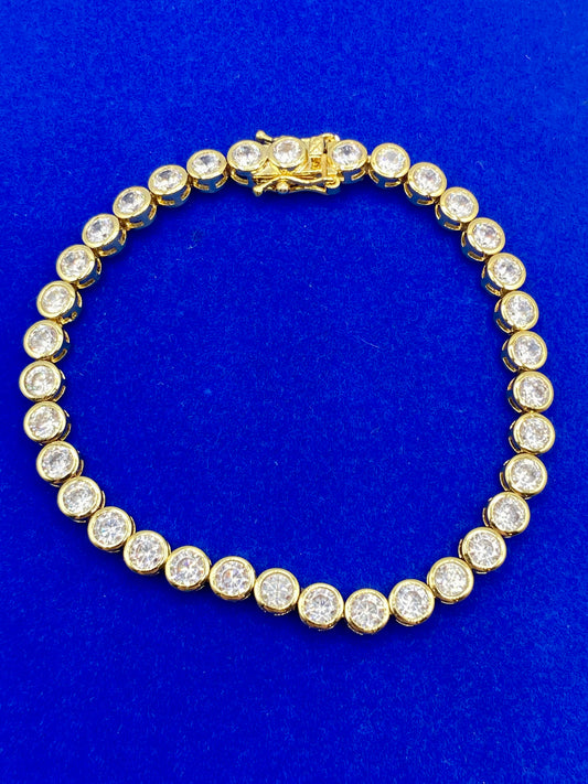 Gold Tone CZ Tennis Bracelet
