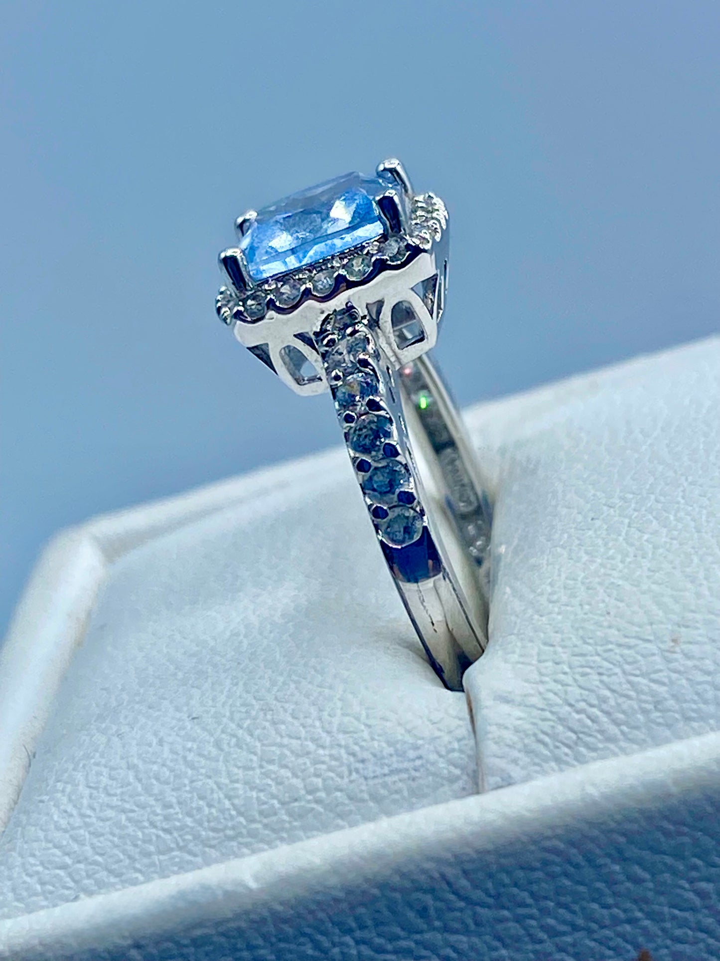 Sterling Silver Light Blue Topaz & CZ Ring