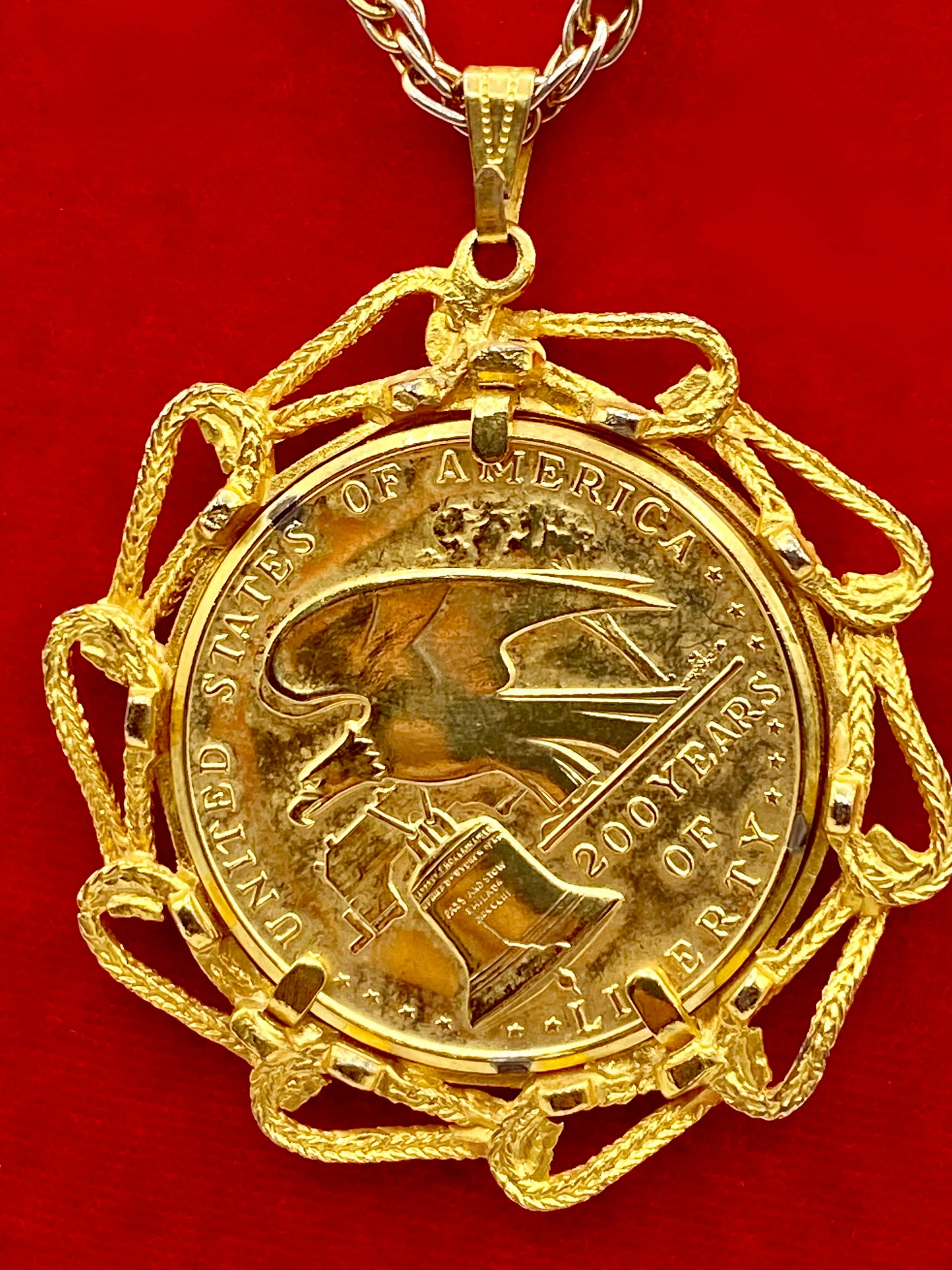 Vintage Gold Tone Coin Necklace